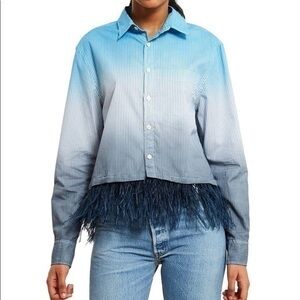 Opening Ceremony dip dye cropped feather shirt